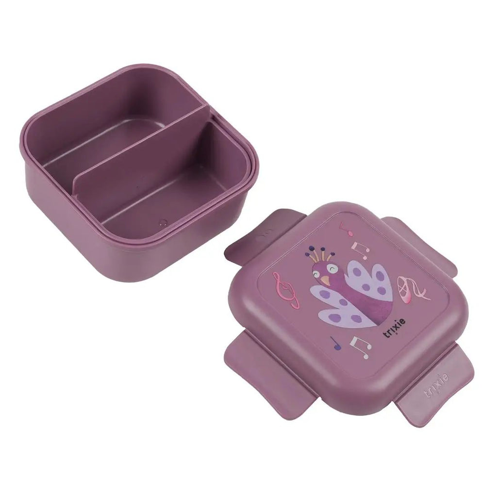 Trixie lunch box with clips – Ballerina Mrs Peacock design, purple-pink, Citron Grenadine
