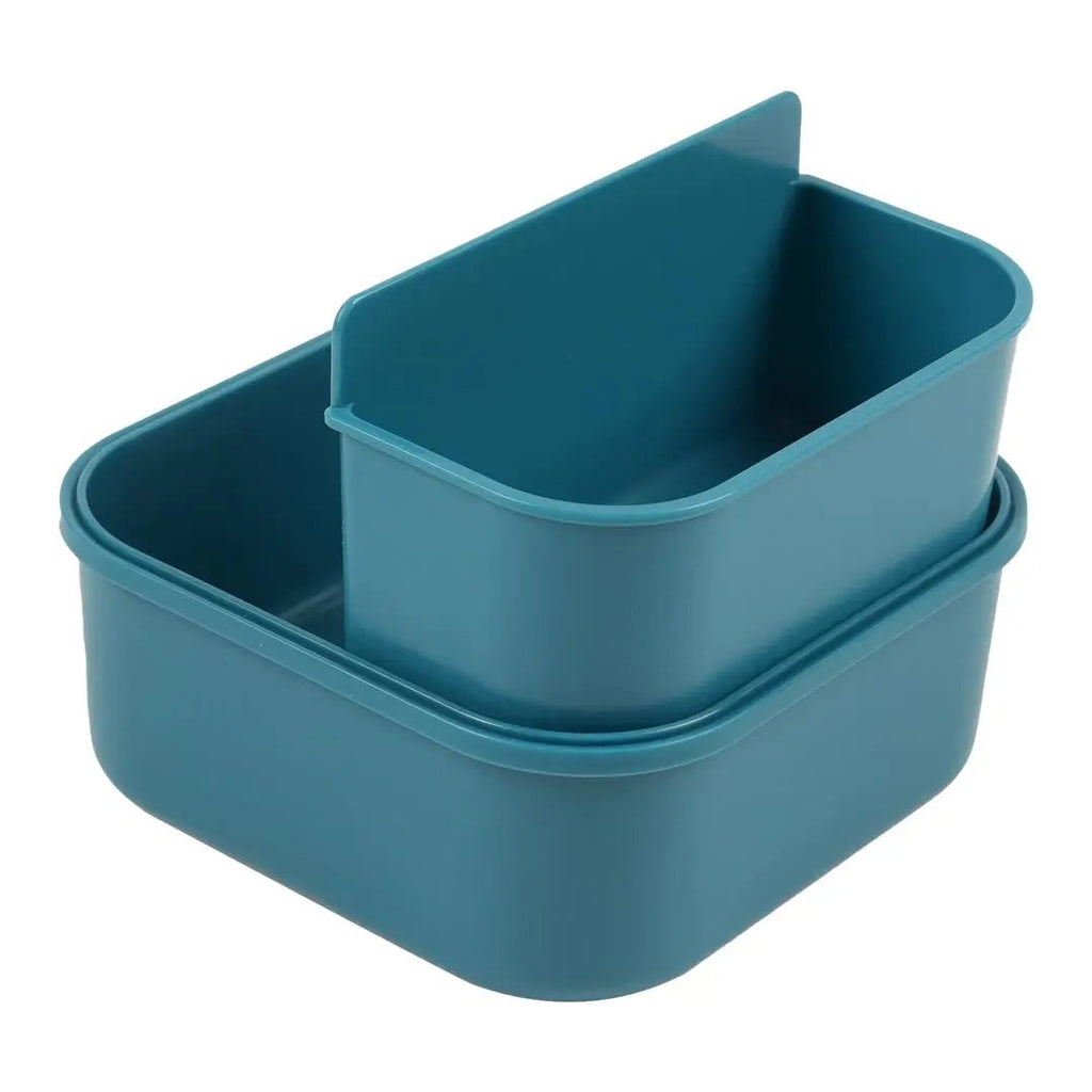 TRIXIE lunch boxes with clips, teal plastic two-box set with inner divider