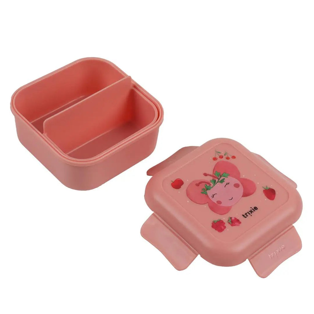 TRIXIE boîtes à goûter avec clips, pink square lunch box with fruit butterfly design (Mrs Butterfly), Citron Grenadine