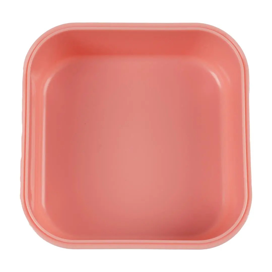 TRIXIE snack boxes with clips in coral pink, square food storage container