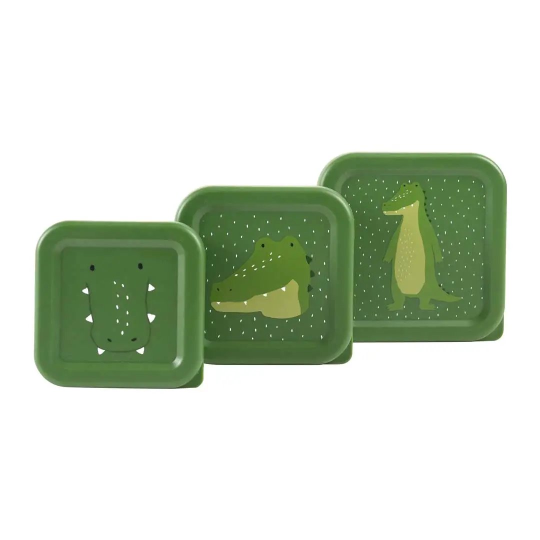 Set of 3 green Mr Alligator food storage containers by Citron Grenadine