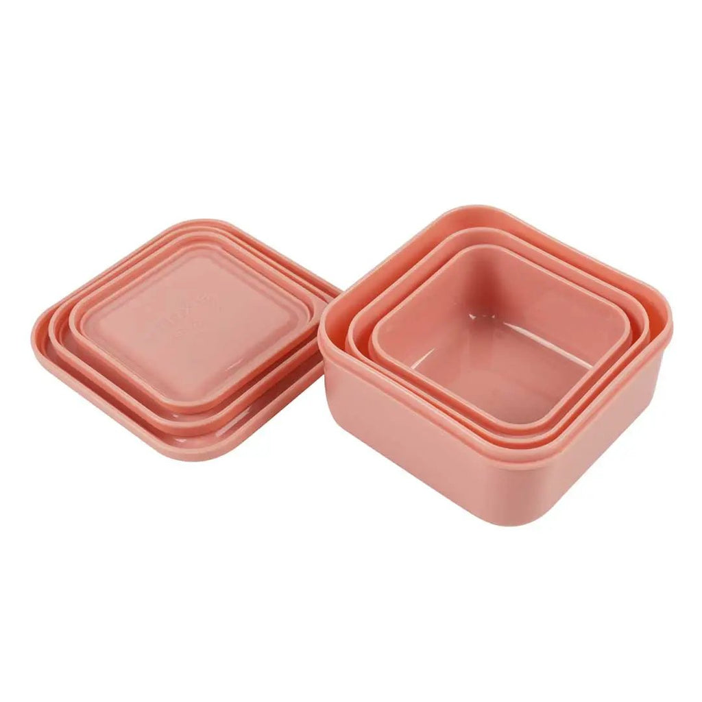 TRIXIE set de 3 boîtes lunch corail avec couvercles empilables en plastique