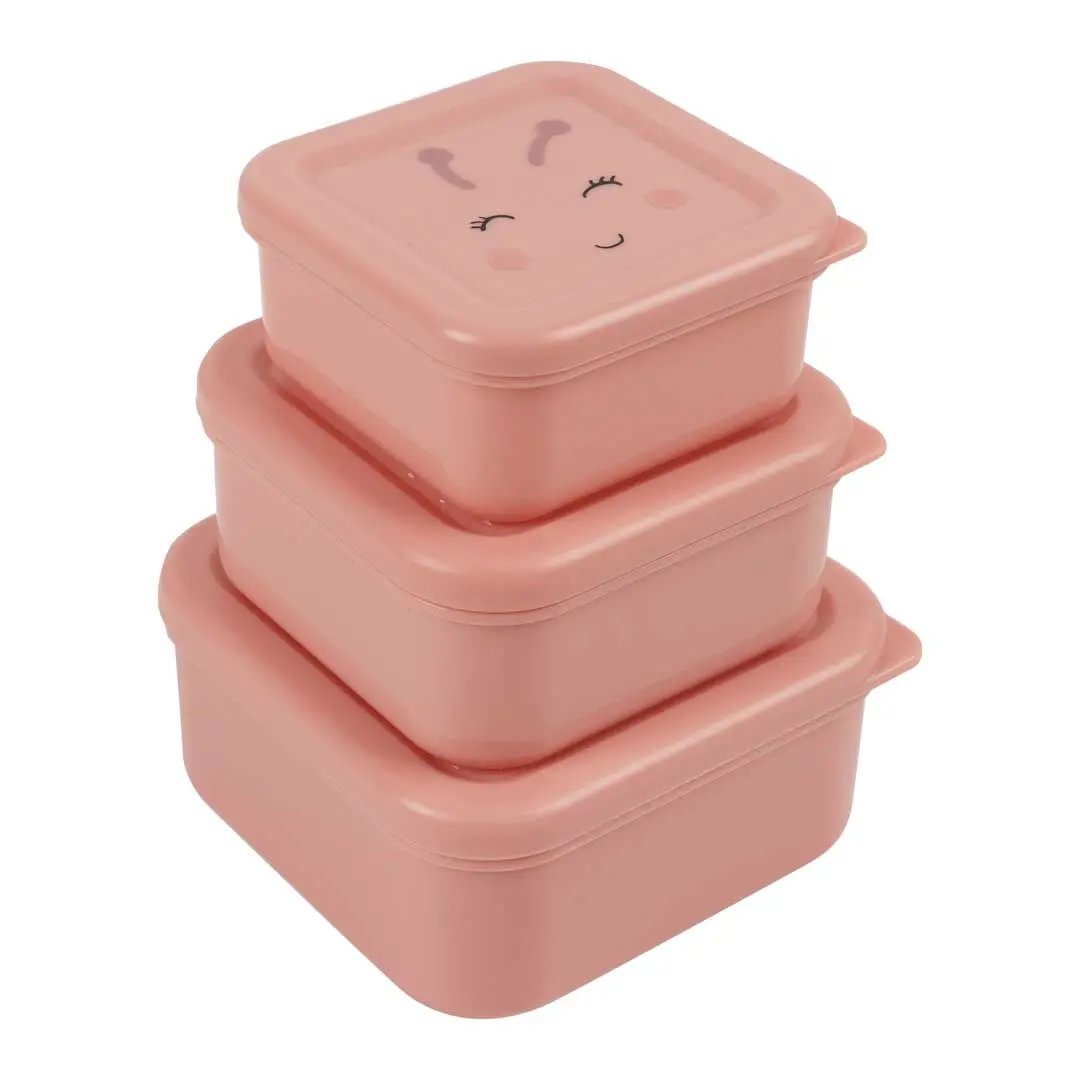 TRIXIE 3-pack lunch boxes, Mrs Butterfly design, pastel pink.