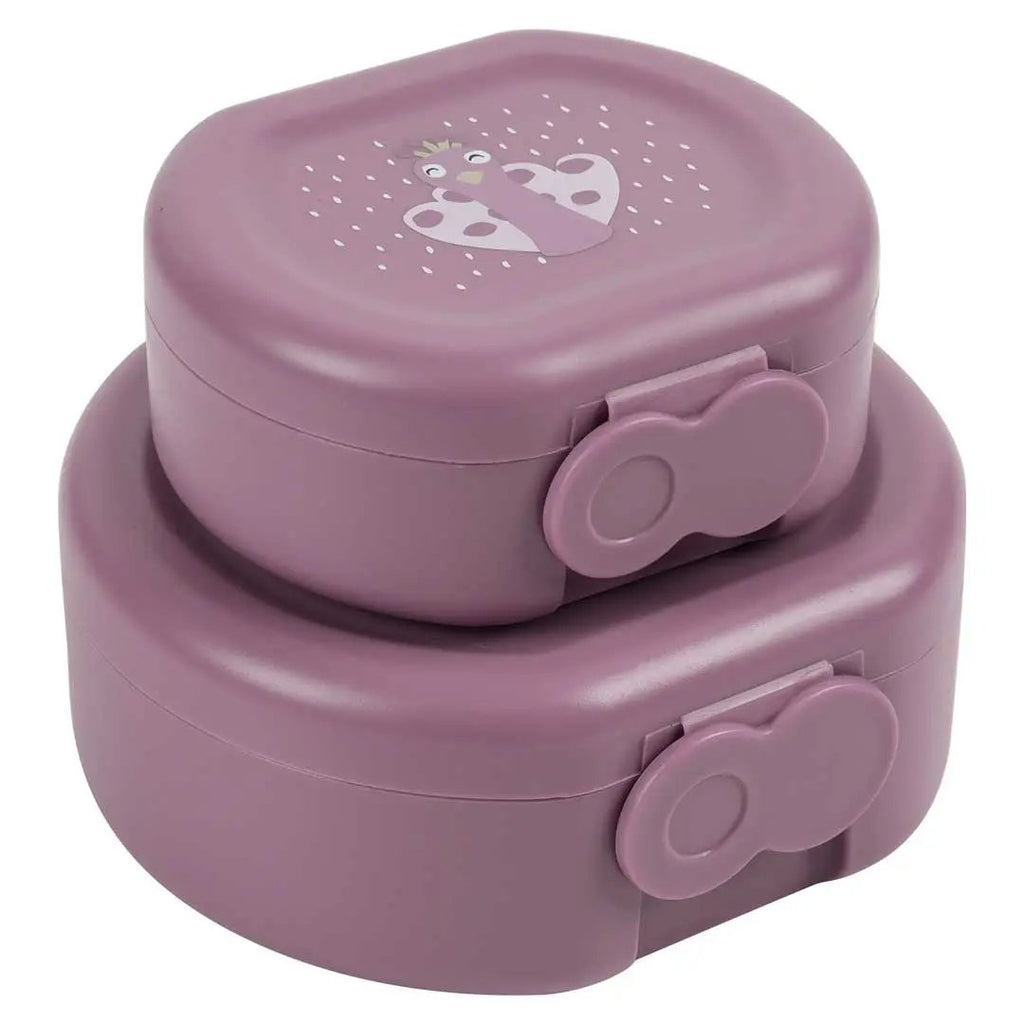 TRIXIE lunch boxes set of 2, purple Mrs Peacock design by Citron Grenadine