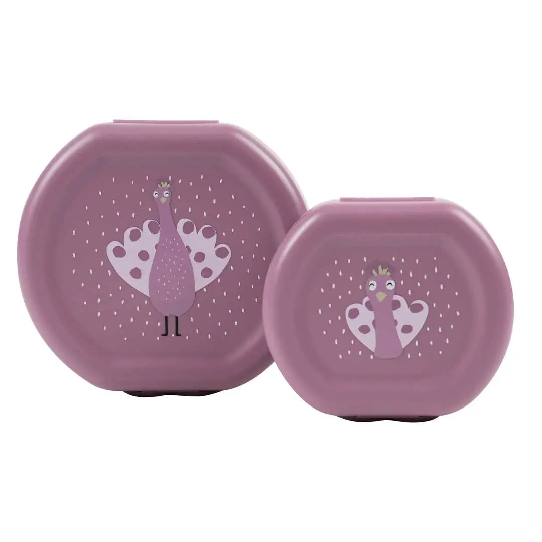 TRIXIE pink 2-pack lunch boxes with Mrs Peacock illustration