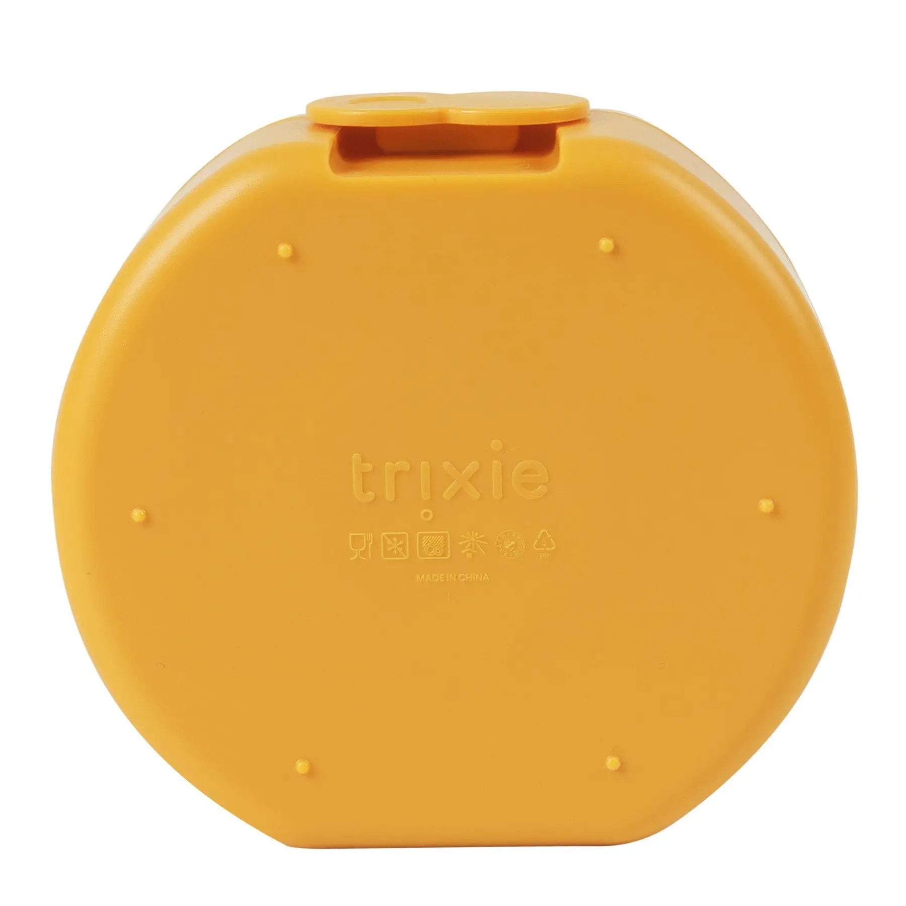 Trixie yellow round lunch box lid with embossed logo