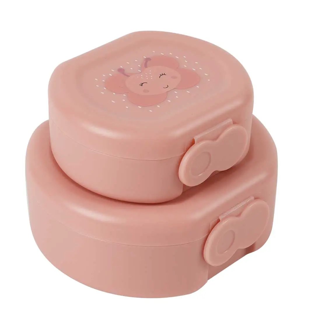 TRIXIE two-piece pink lunch boxes with butterfly-shaped clasps, Citron Grenadine Mrs Butterfly.