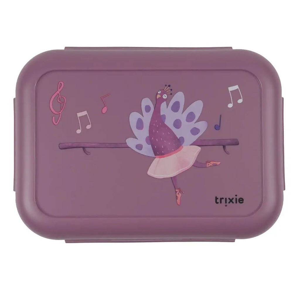 Boîte repas TRIXIE avec clips, design Ballerina Mrs Peacock, violet