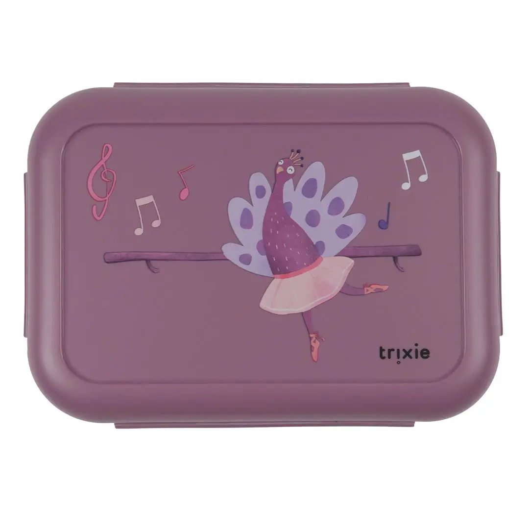 Boîte repas TRIXIE avec clips, design Ballerina Mrs Peacock, violet
