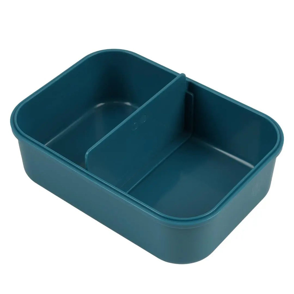 TRIXIE lunch box with clips, teal plastic, divided compartments.
