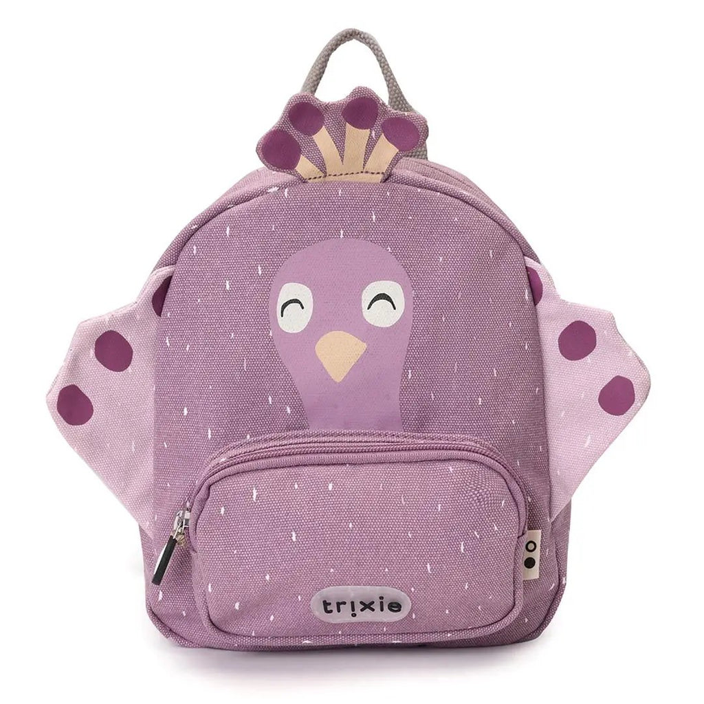 Trixie sac-à-dos Mrs Peacock backpack, purple-pink penguin design with crown, brand trixie