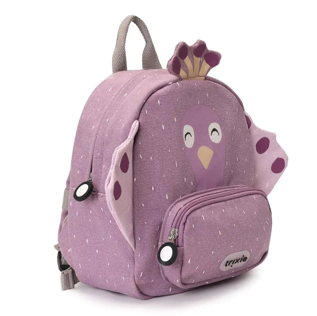 TRIXIE sac-à-dos Mrs Peacock backpack, purple Citron Grenadine school bag with bird-face design