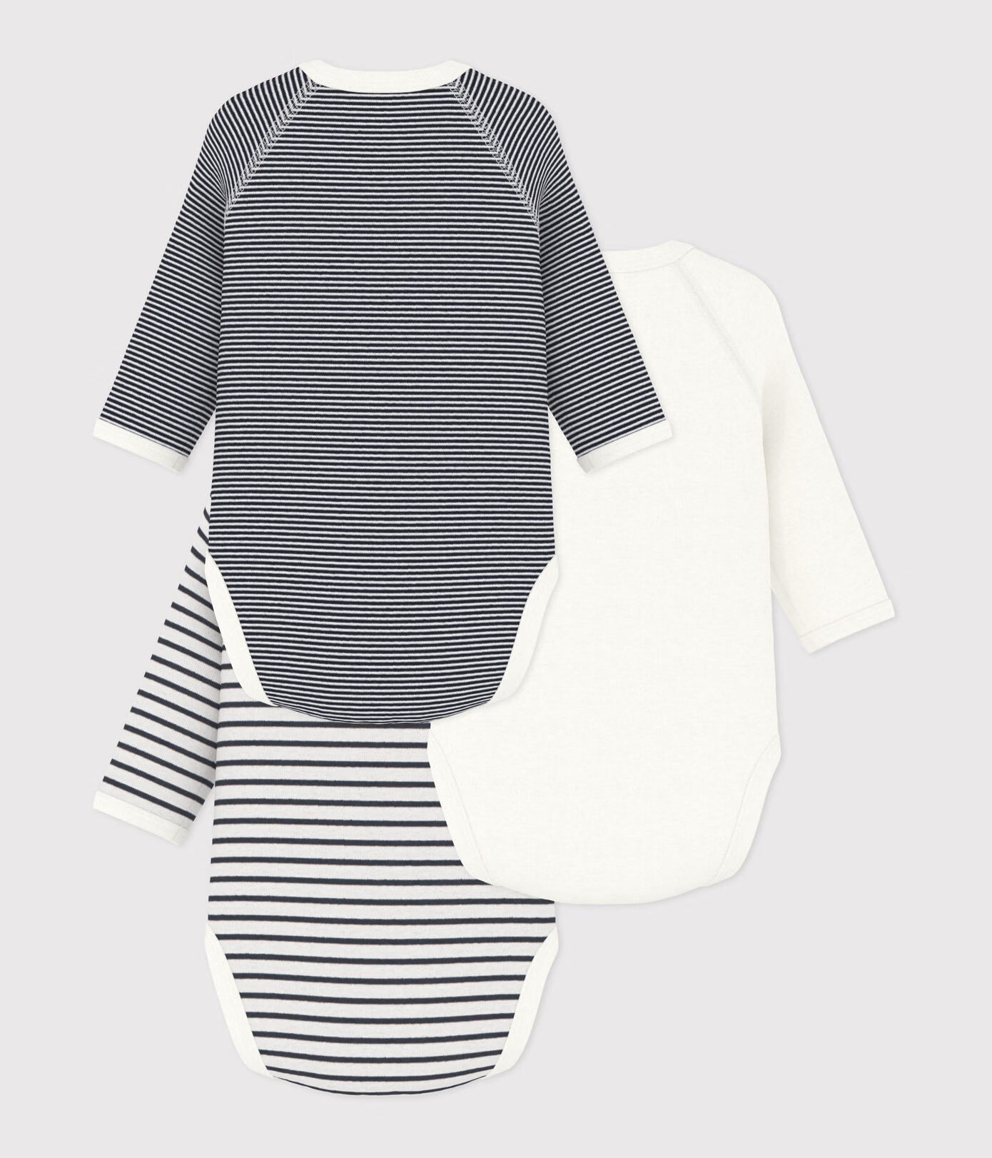 PETIT BATEAU lot de bodies en coton / rayures