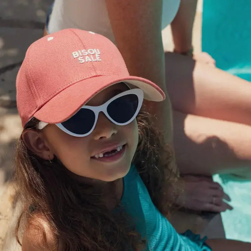 CHAMAYE baseball cap in terracotta with white BISOU SALE embroidery
