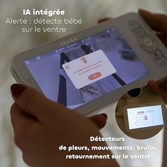 Écoute-bébés vidéo BÉABA Zen Smart IA blanc par Citron Grenadine, détection bébé sur le ventre