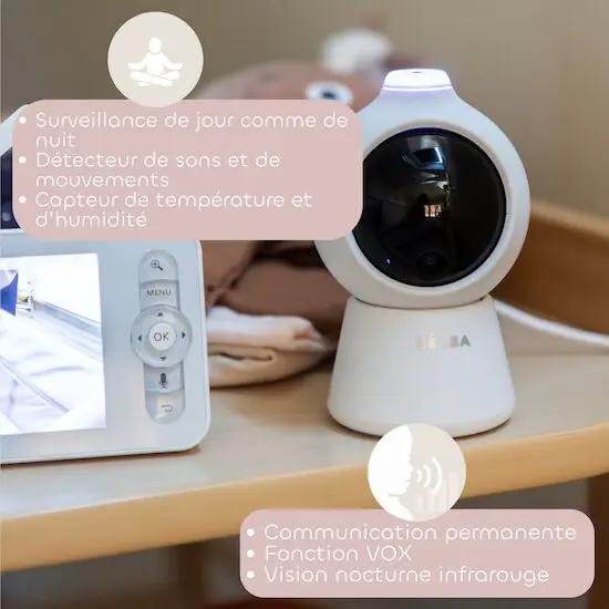 BÉABA babyphone zen smart AI blanc – caméra ronde et écran portable, logo Béaba visible