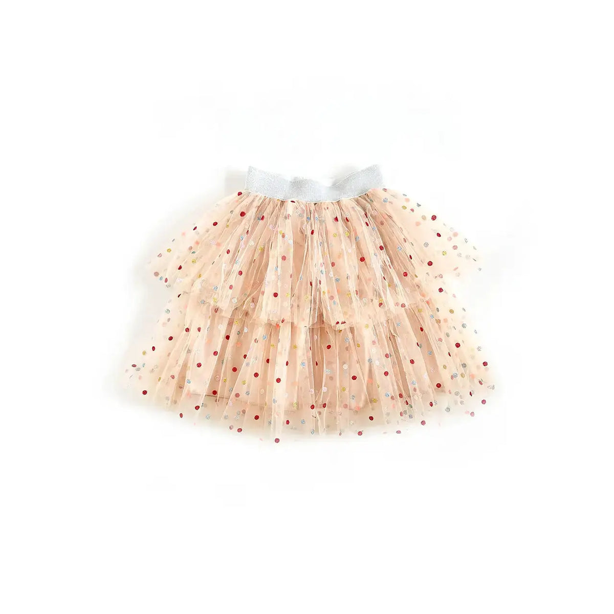 RATATAM jupe colombine à pois multico, peach tulle, multicolor dots, layered