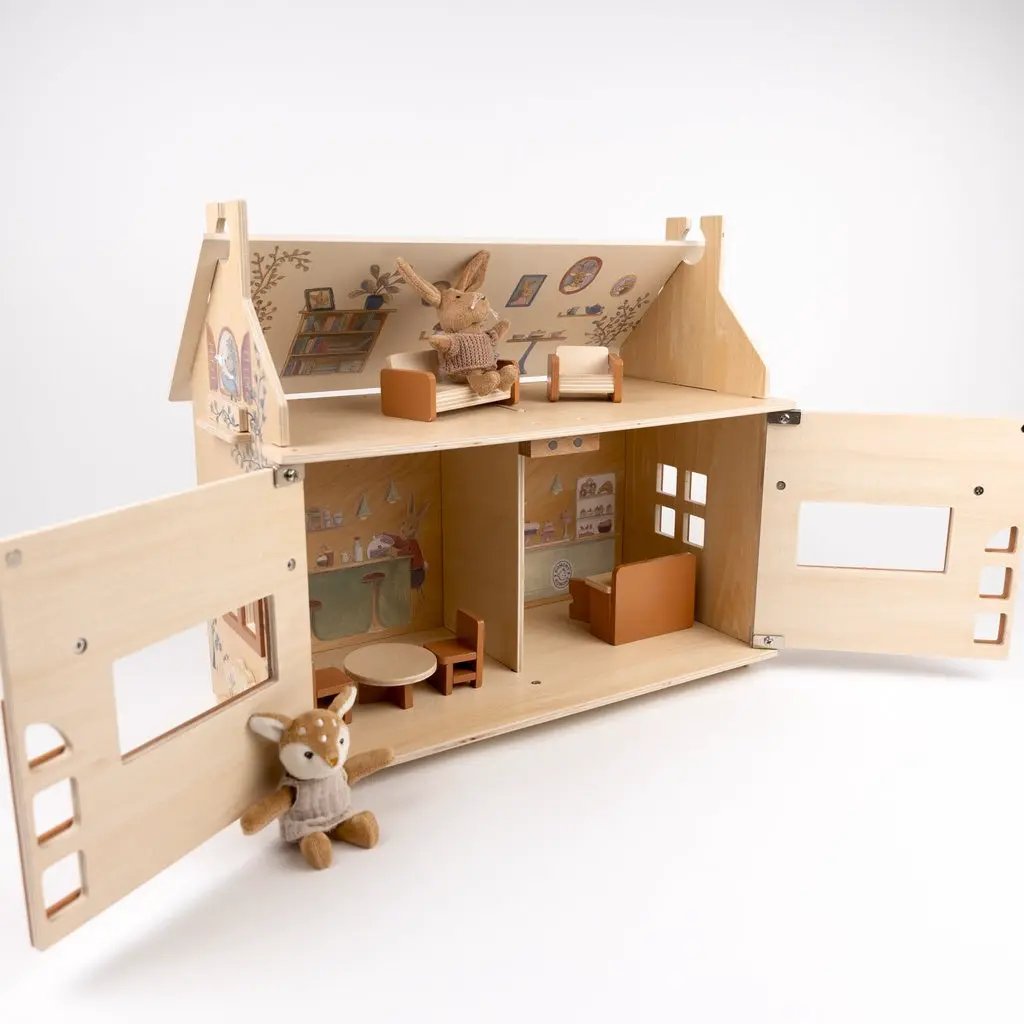 EGMONT TOYS café et boulangerie wooden playset by Citron Grenadine with miniature furniture and bunny figure