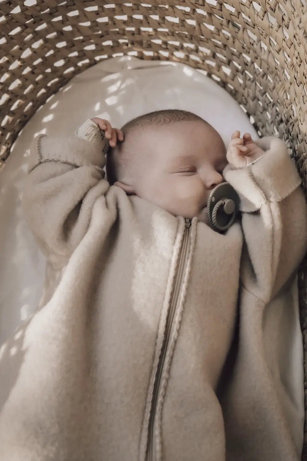 ALWERO gigoteuse en mérinos avec manches beige pour bébé, Citron Grenadine