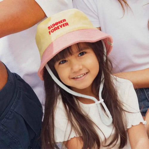 CHAMAYE baseball cap in yellow with pink brim, red SUMMER FOREVER embroidery, Citron Grenadine