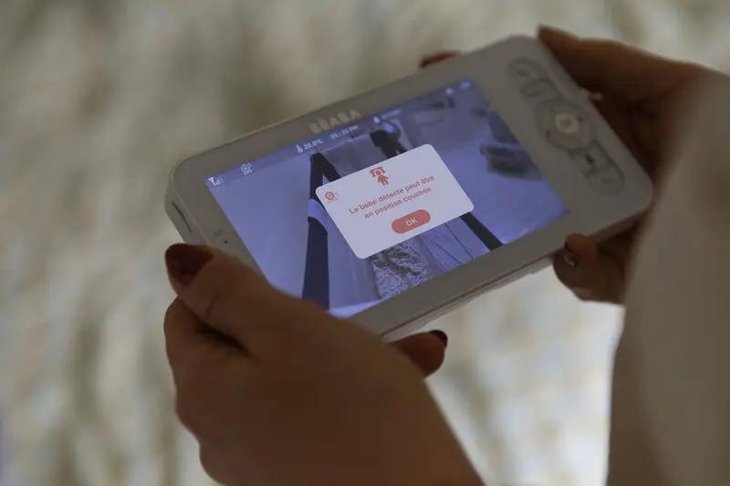 BÉABA babyphone zen smart AI blanc, moniteur vidéo pour bébé, Citron Grenadine