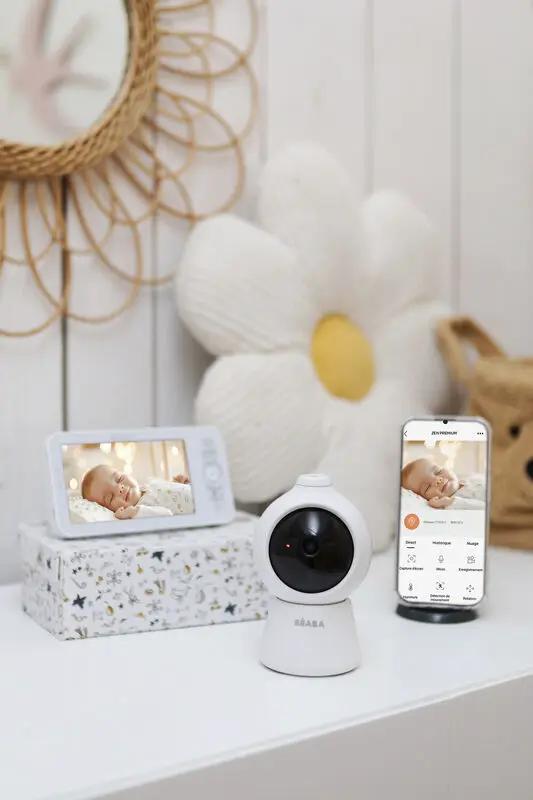 BÉABA écoute-bébés vidéo Zen Smart AI blanc; ensemble de 3 dispositifs: caméra sphérique, moniteur portable et smartphone