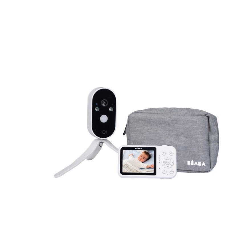 BÉABA babyphone zen travel video monitor set with camera, handheld unit, gray carrying case (3-piece)