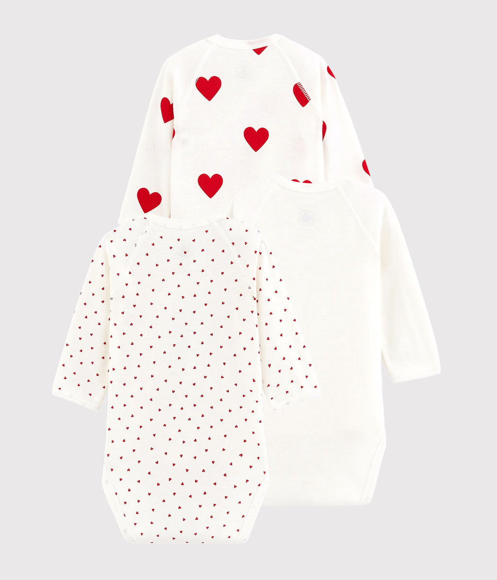 PETIT BATEAU lot de bodies en coton / coeur