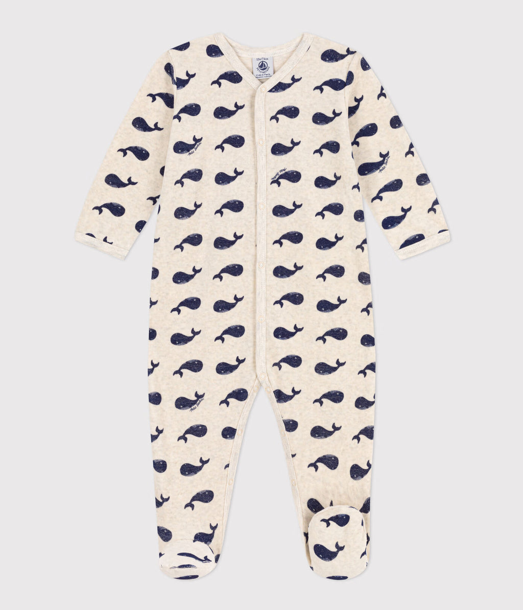 PETIT BATEAU Dors-bien bébé en velours / baleines