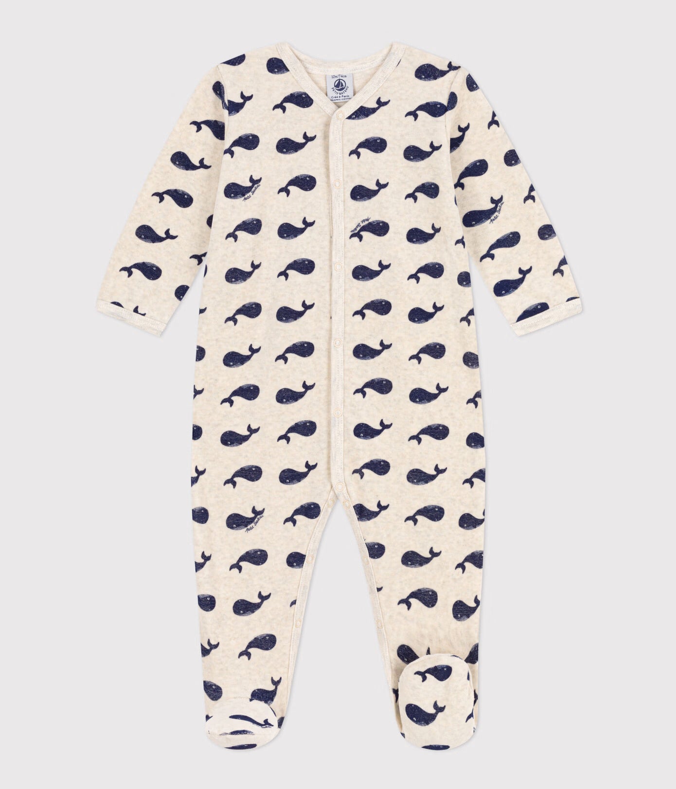 PETIT BATEAU Dors-bien bébé en velours / baleines