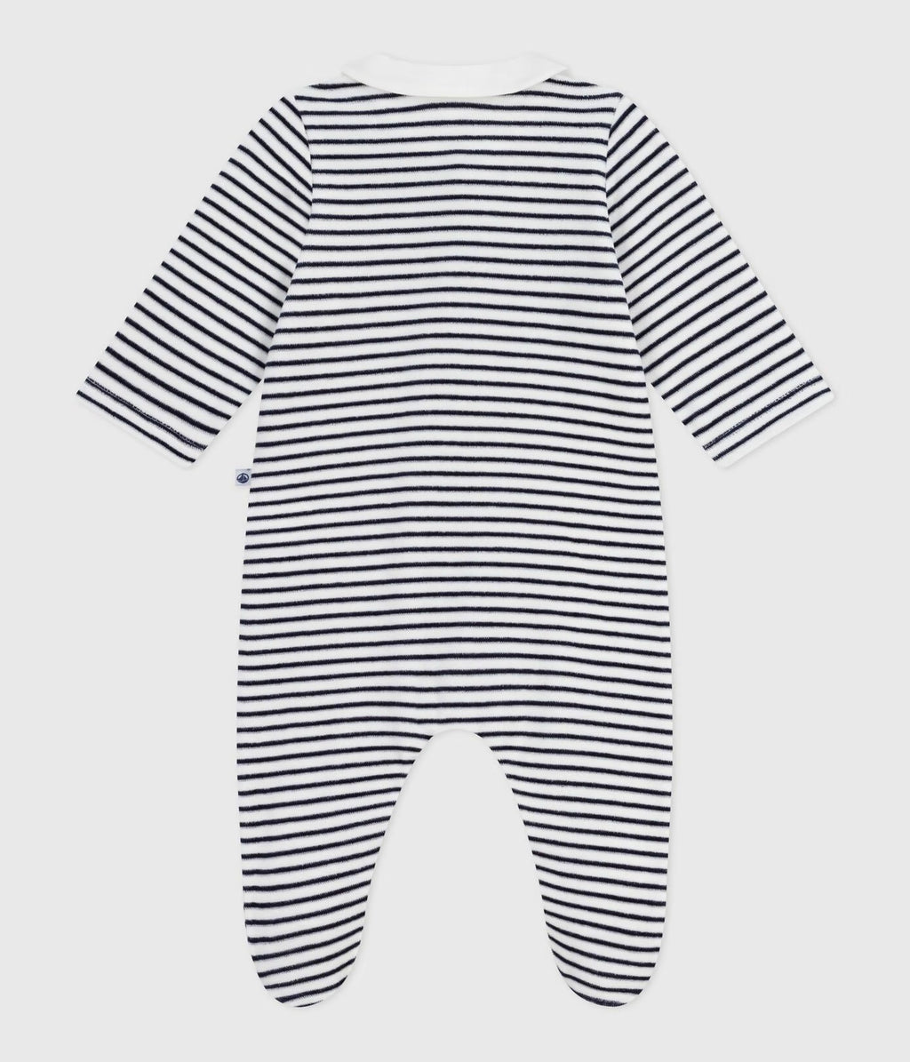 PETIT BATEAU Pyjama en velours avec col imprimé / rayures