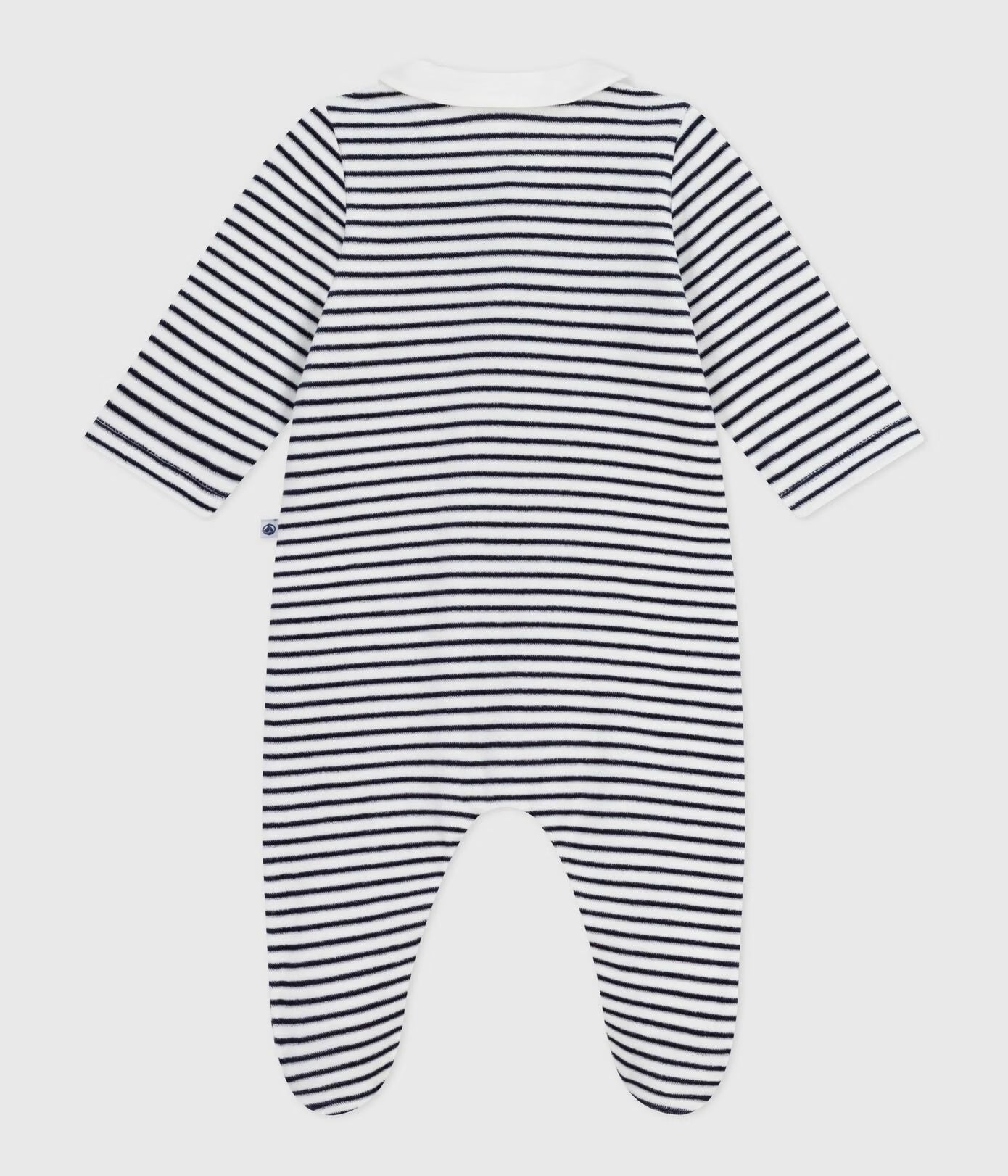 PETIT BATEAU Pyjama en velours avec col imprimé / rayures