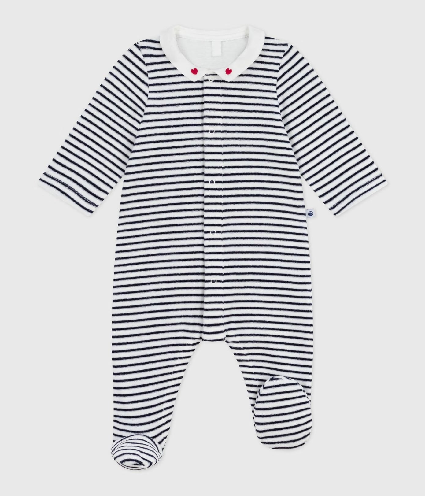 PETIT BATEAU Pyjama en velours avec col imprimé / rayures
