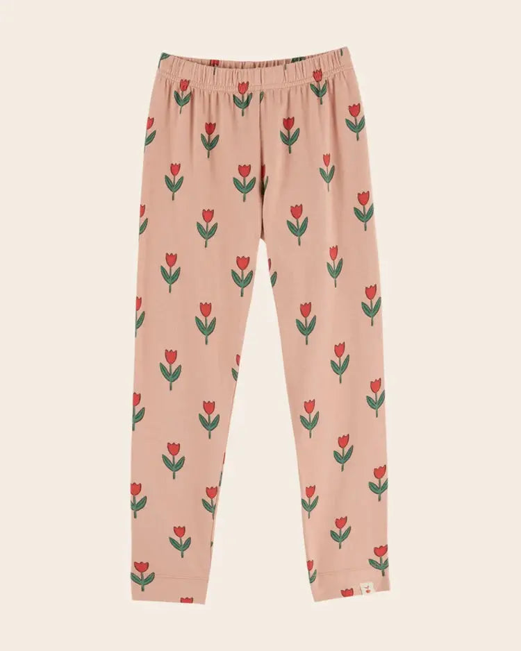 EMILE ET IDA legging soliflore by Citron Grenadine, pink with red tulip print