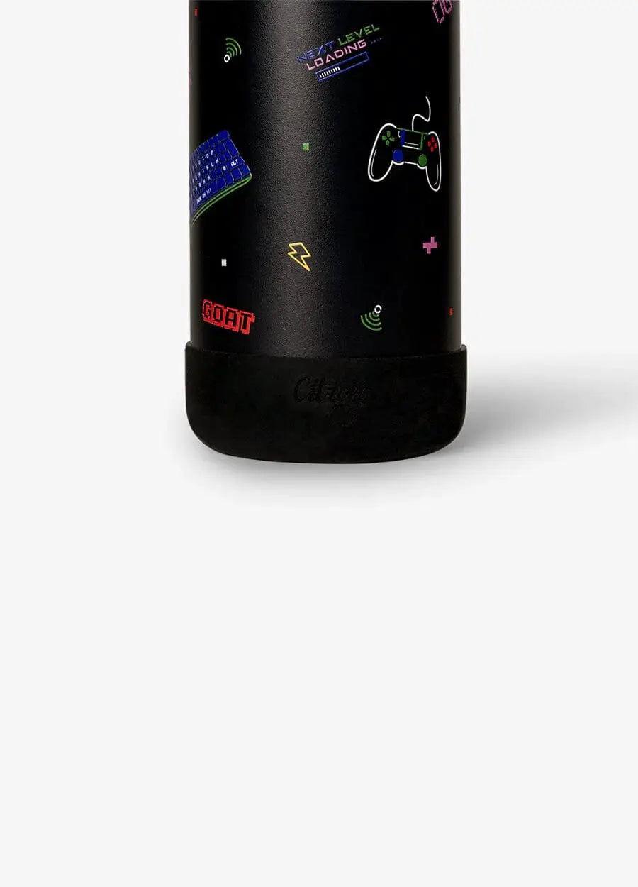 Citron Grenadine gaming water bottle, 750 ml, black with neon gaming icons