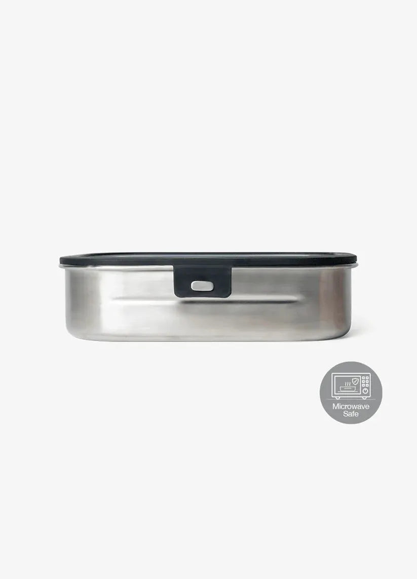 Lunch box inox noir by Citron Grenadine; microwave-safe stainless steel body with black lid.