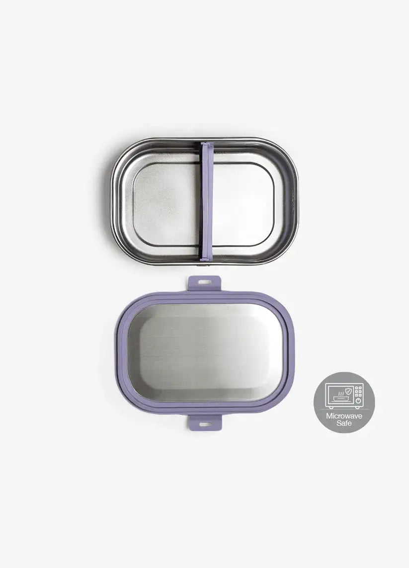 Lunch box inox purple by Citron Grenadine; stainless steel interior, two-piece microwave-safe set