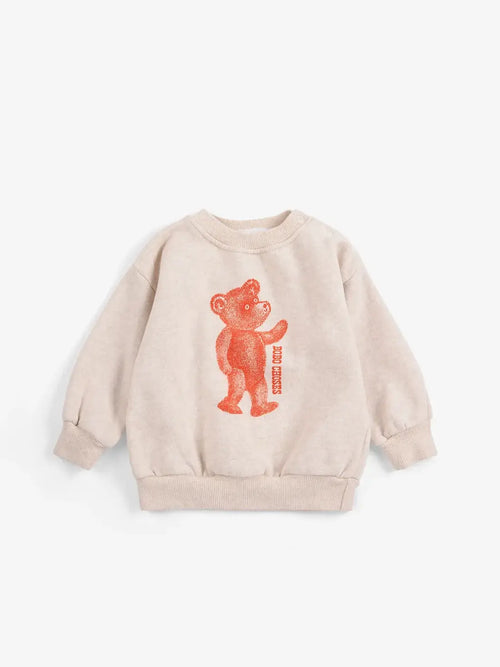 BOBO CHOSES softpaw monster sweatshirt in beige with orange graphic print