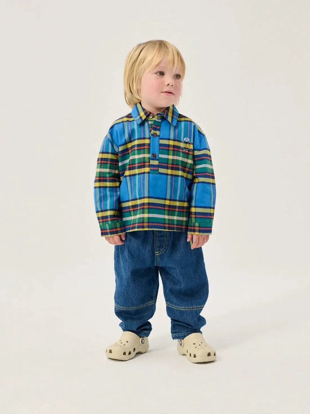 BOBO CHOSES taxi saurus tag denim pantalon; bleu denim, marque Citron Grenadine