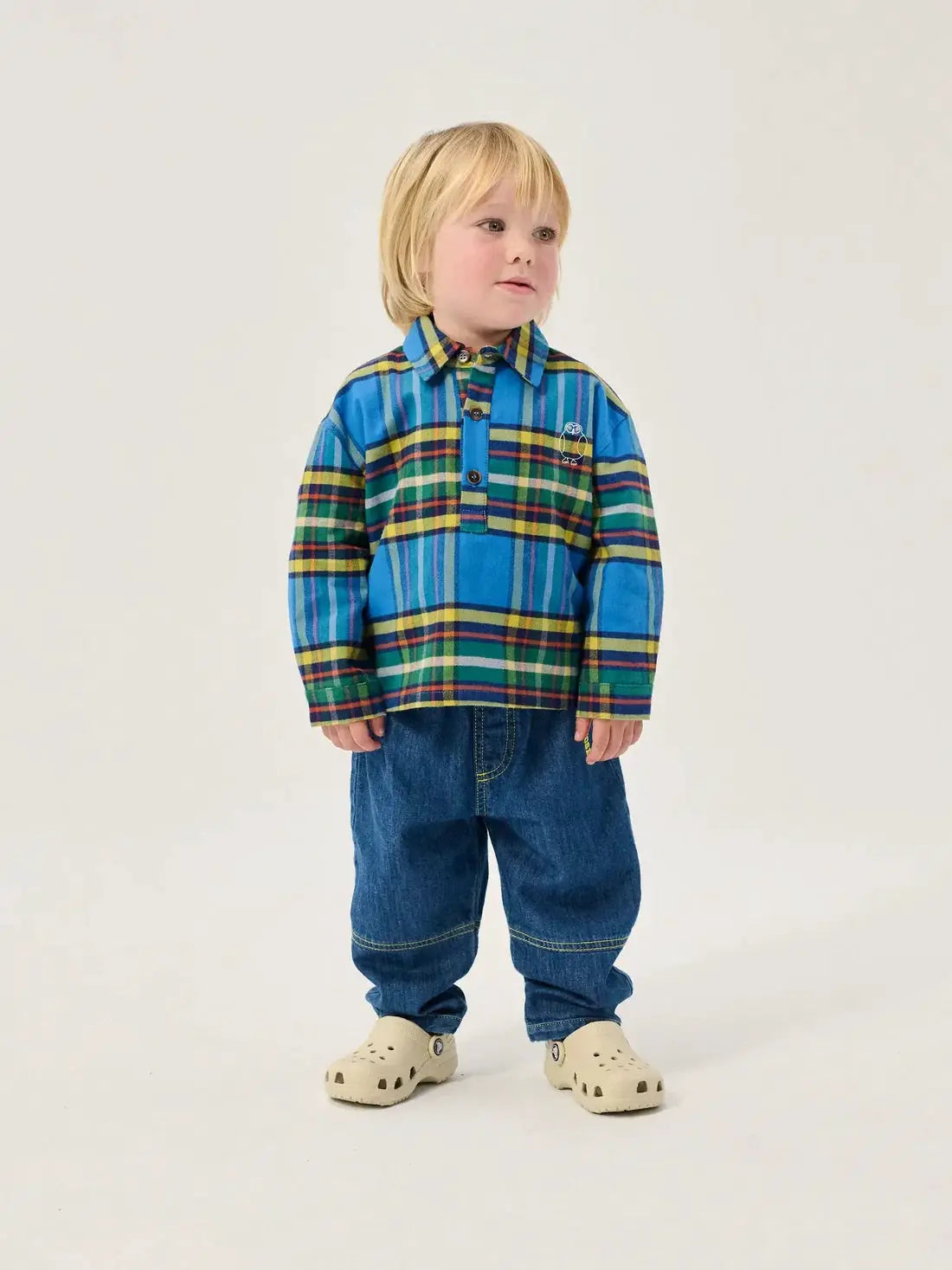 BOBO CHOSES taxi saurus tag denim pantalon; bleu denim, marque Citron Grenadine