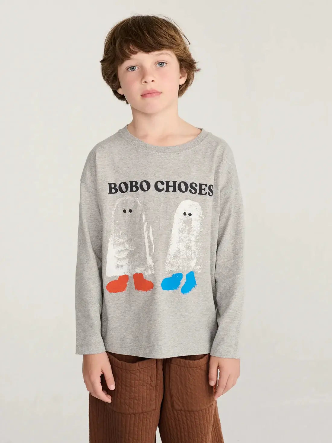 BOBO CHOSES booty ghosts t-shirt, grey long-sleeve tee by Citron Grenadine