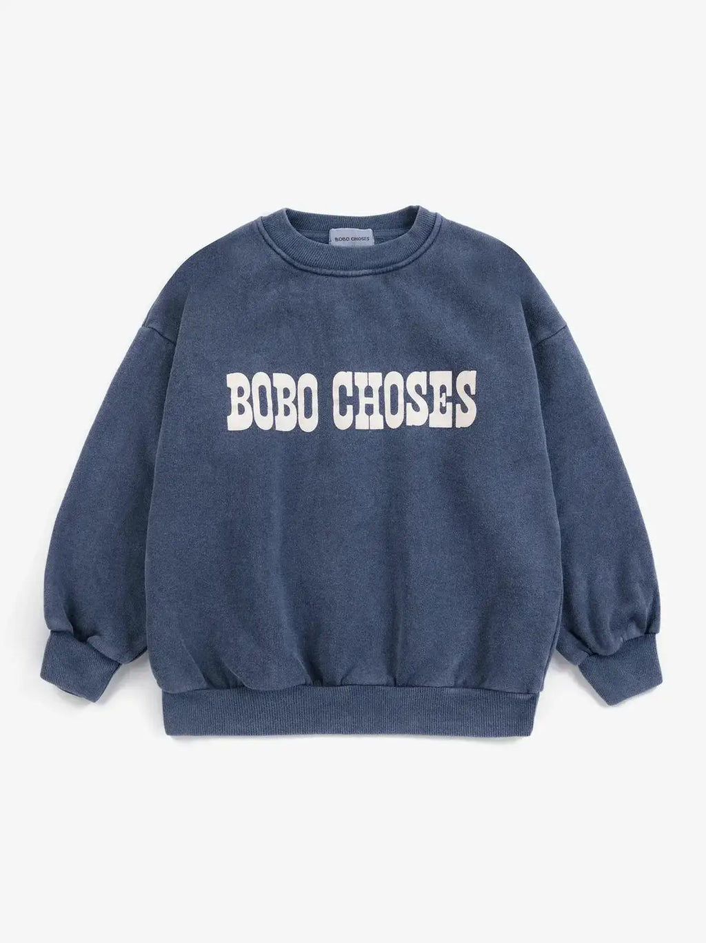BOBO CHOSES Pop sweatshirt, blue with ribbed cuffs and hem