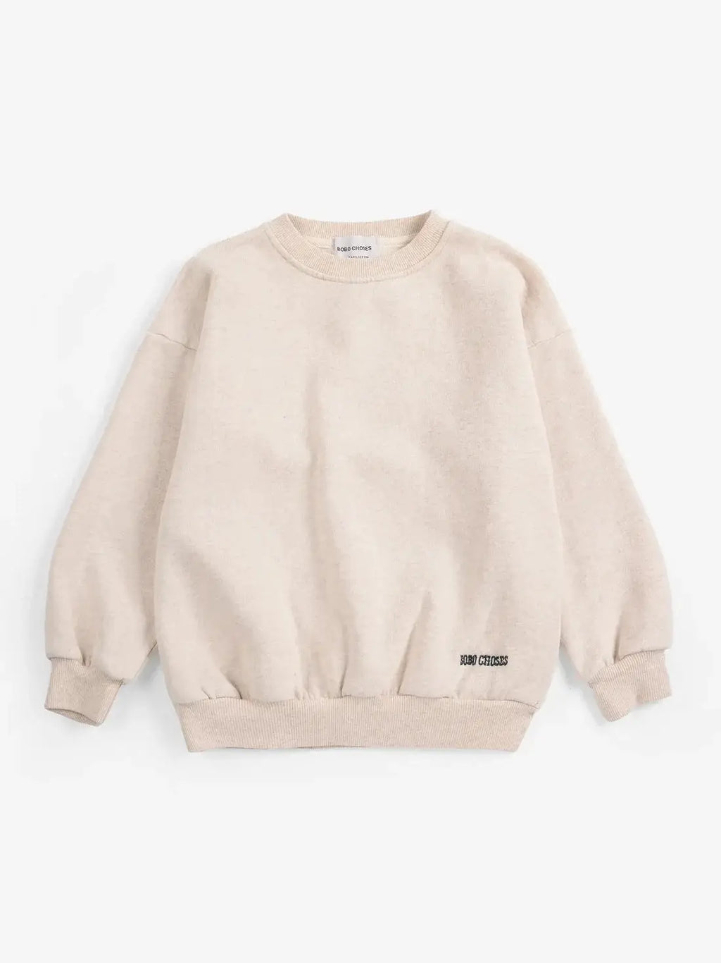 BOBO CHOSES beast sweatshirt, beige crewneck with small logo at lower front hem