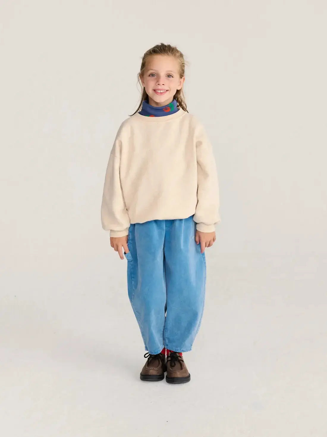BOBO CHOSES beast sweatshirt for kids, beige fleece, oversized fit, Citron Grenadine