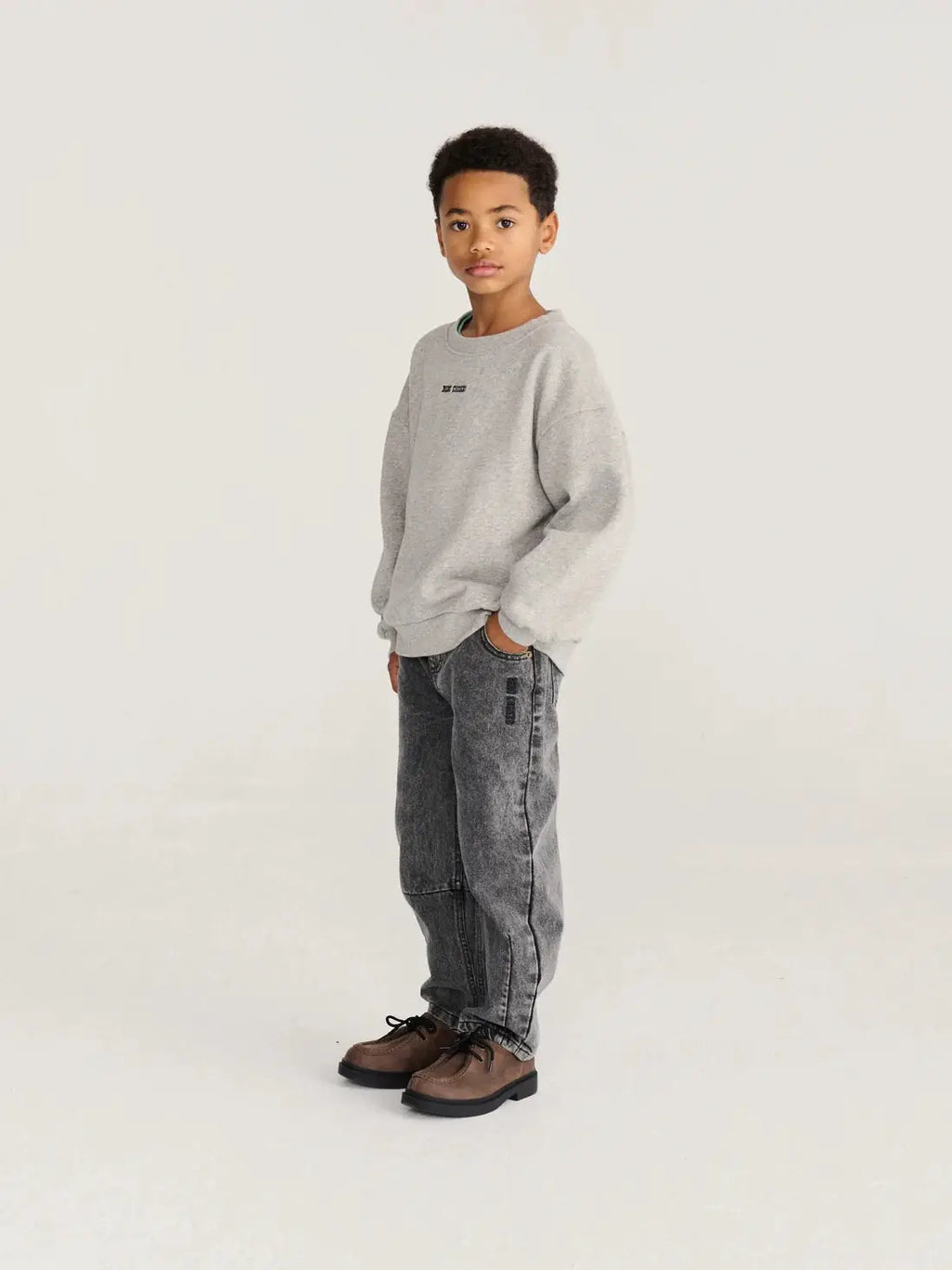 BOBO CHOSES mush monster duo sweatshirt, gray kid's sweatshirt by Citron Grenadine