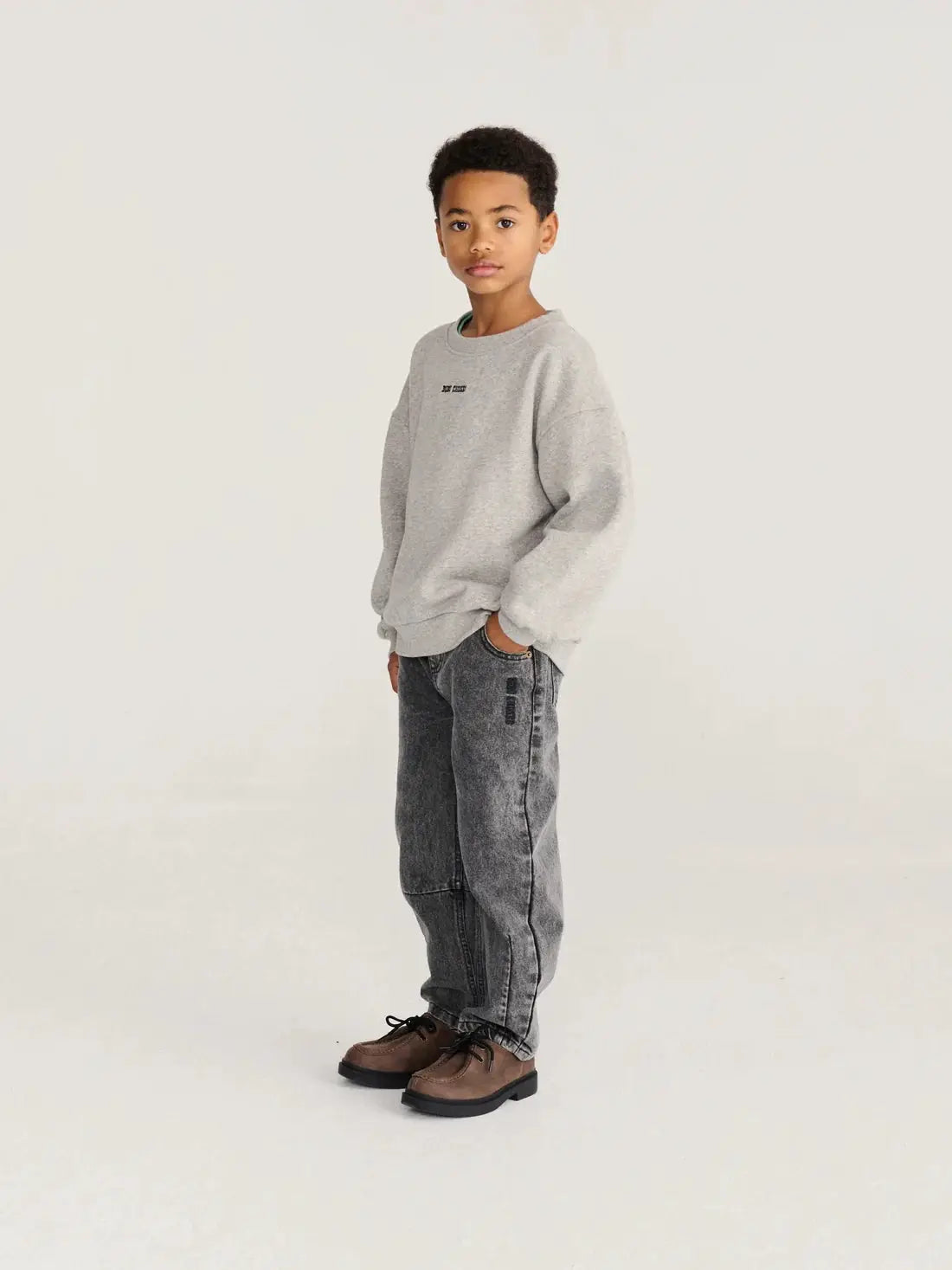 BOBO CHOSES mush monster duo sweatshirt, gray kid's sweatshirt by Citron Grenadine