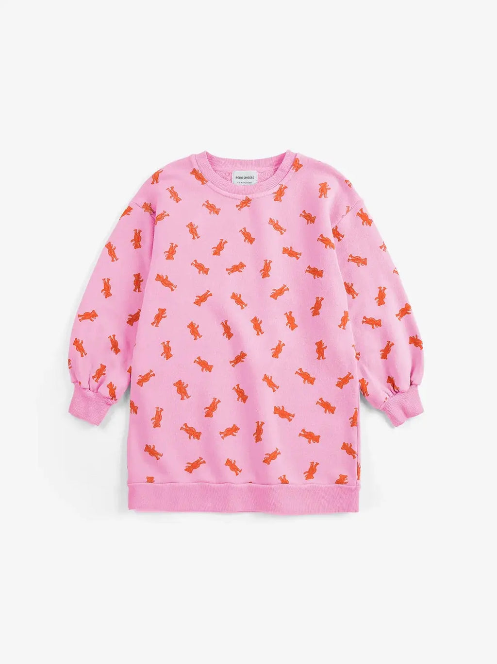BOBO CHOSES pink softpaw monster robe sweatshirt for kids with orange all-over print