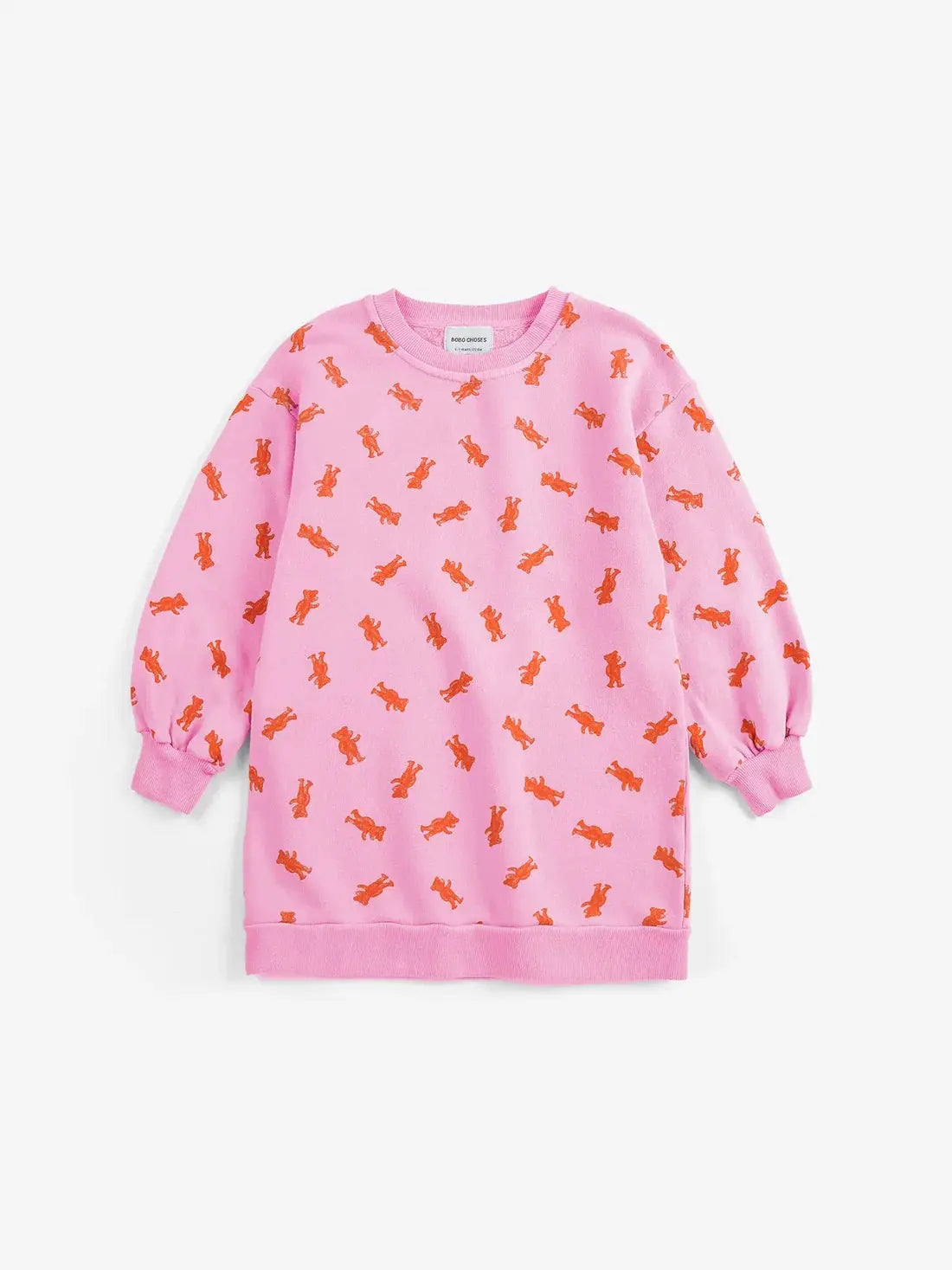 BOBO CHOSES pink softpaw monster robe sweatshirt for kids with orange all-over print