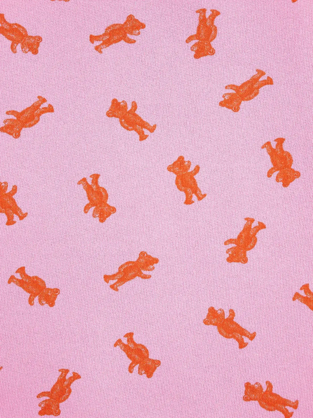 BOBO CHOSES Softpaw monster robe sweatshirt; pink fabric with orange all-over prints