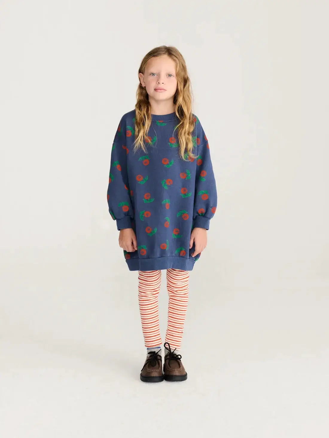 BOBO CHOSES Stamp Bloom navy all-over print sweatshirt robe for kids